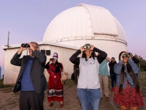 Tribal leaders capped off the summit with a trip to Mt. Lemmon SkyCenter for an evening of stargazing – and a quick tutorial from SkyCenter staff on how to see the "green flash" through binoculars just as the sun is setting. Chris Richards/University Communications